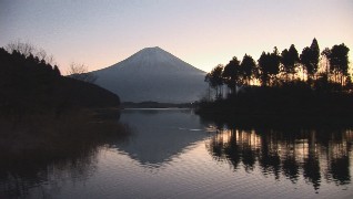 the mt.fuji and the lake tanuki